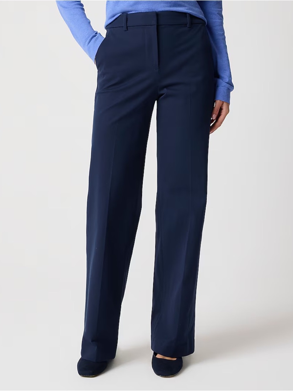 J. Crew Factory Remy Full-Length High-Rise Wide-Leg Pant Size 2P Navy